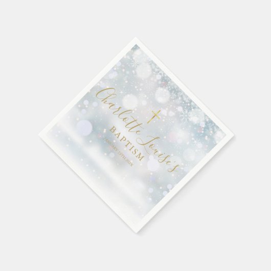 Serviette En Papier Signature or Script Hiver Baptême Christening (Coin)