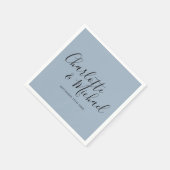 Serviette En Papier Signature Script Dusty Bleu élégant Mariage (Coin)
