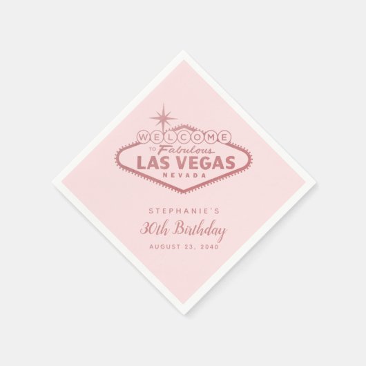 Serviette En Papier Signe d'anniversaire de Las Vegas Rose Gold Pink P (Coin)