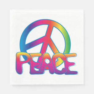 Serviette En Papier Signe de Paix Arc-en-Ciel Rétro Hippie