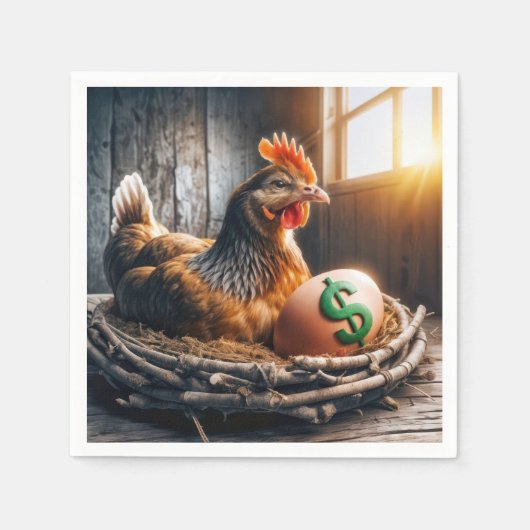 Serviette En Papier Signe dollar vert sur un œuf (Devant)