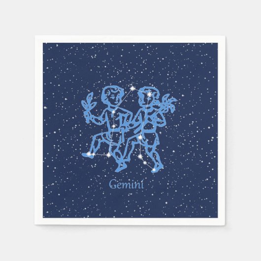 Serviette En Papier Signe Gemini Constellation et Zodiaque avec étoile (Devant)