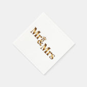 Serviette En Papier Signe Mariage M & Mme Gold de luxe | Élégante nupt (Coin)