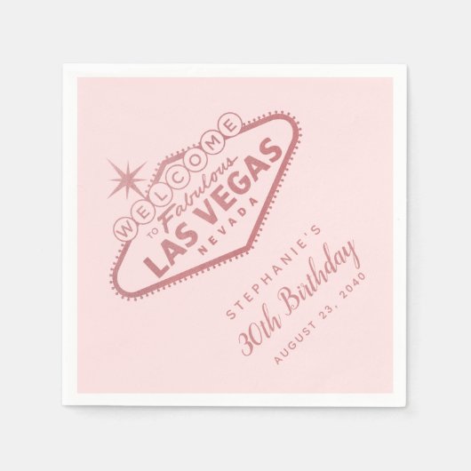 Serviette En Papier Signe Rose or rose Las Vegas (Devant)