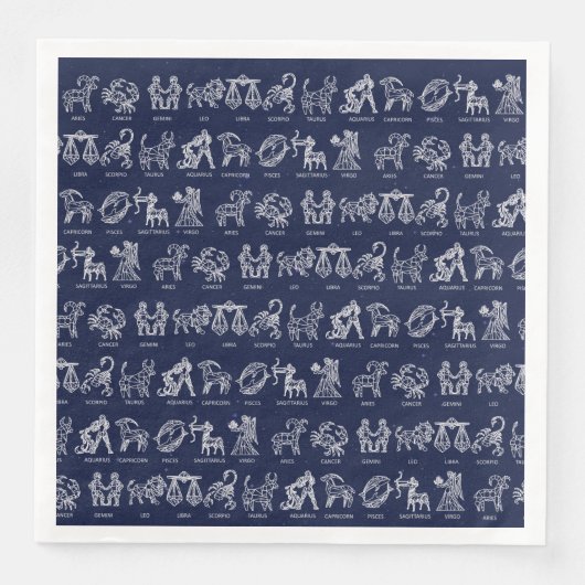 Serviette En Papier SIGNE Zodiaque Napkin(Bleu) (Devant)