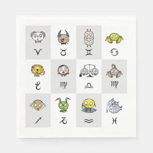Serviette En Papier Signes zodiaques amusants