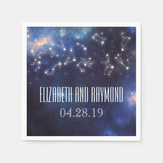 Serviette En Papier Signes zodiaques | Mariage de nuit étoilé (Devant)