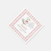 Serviette En Papier Silencieux Petit Goose Rose En vichy Baby shower (Coin)