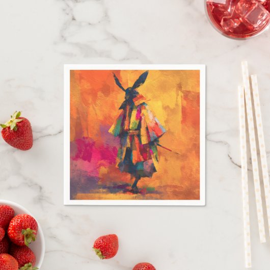 Serviette En Papier Silhouette Abstraite du guerrier de Samurai (En situation)