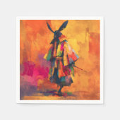 Serviette En Papier Silhouette Abstraite du guerrier de Samurai (Devant)