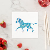 Serviette En Papier Silhouette bleue et blanche Zebra (En situation)