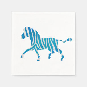 Serviette En Papier Silhouette bleue et blanche Zebra