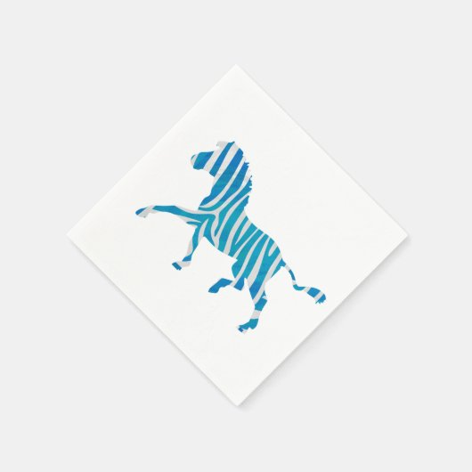 Serviette En Papier Silhouette bleue et blanche Zebra (Coin)