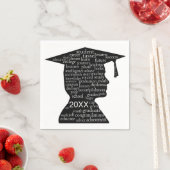 Serviette En Papier Silhouette Boy Graduate on White (En situation)