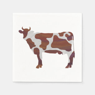 Serviette En Papier Silhouette Brown et blanche de vache