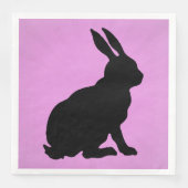 Serviette En Papier Silhouette Bunny Noir Forme de grandes oreilles ro (Devant)