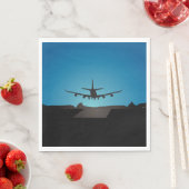 Serviette En Papier Silhouette d'atterrissage d'avion à la nuit (En situation)