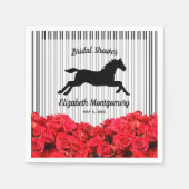 Serviette En Papier Silhouette de cheval Roses rouges sur rayures Fête (Devant)