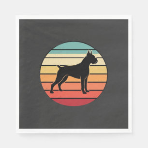 Serviette En Papier Silhouette de chien Boxer au coucher du soleil rét