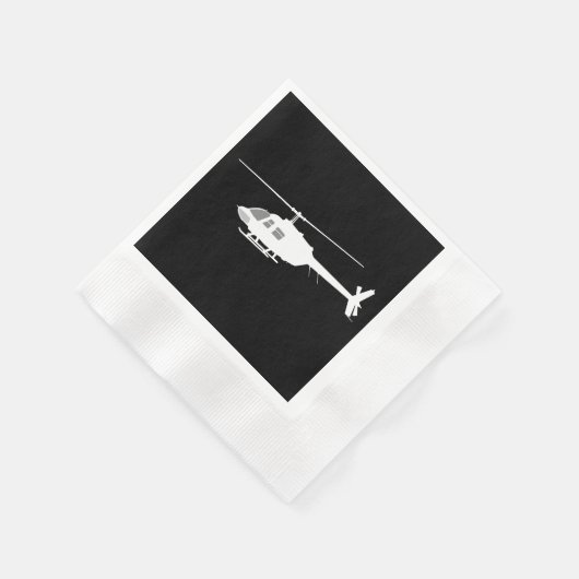 Serviette En Papier Silhouette de coupe d'hélicoptère noir (Coin)