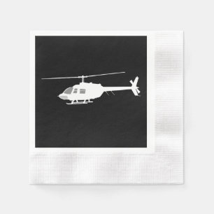 Serviette En Papier Silhouette de coupe d'hélicoptère noir