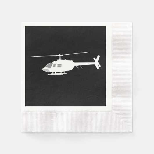 Serviette En Papier Silhouette de coupe d'hélicoptère noir (Devant)