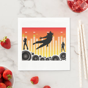 Serviette En Papier Silhouette de fête de danse urbaine avec haut-parl