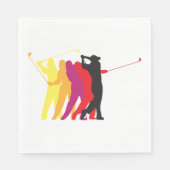 Serviette En Papier Silhouette de golfeur colorée swing de golf (Devant)