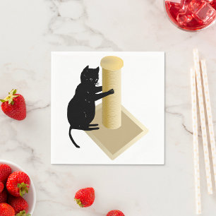 Serviette En Papier Silhouette de Grattoir pour Chat Noir