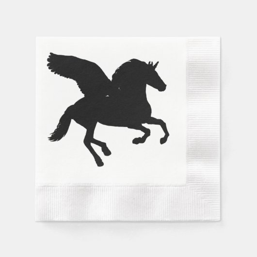 Serviette En Papier Silhouette de la licorne ailée (Devant)