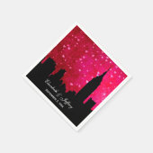 Serviette En Papier Silhouette de la skyline de NYC Rose Chaud Rouge C (Coin)