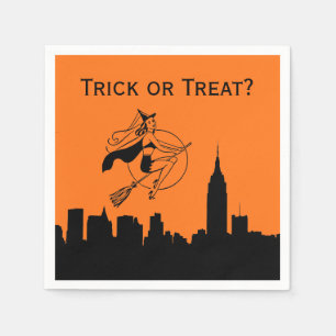 Serviette En Papier Silhouette de la skyline de NYC Sorcière effrontée