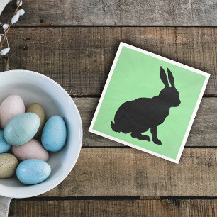 Serviette En Papier Silhouette de lapin noir forme de grandes oreilles