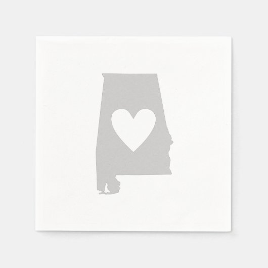 Serviette En Papier Silhouette de l'état de Heart Alabama (Devant)