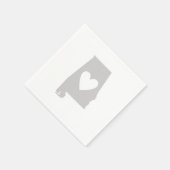 Serviette En Papier Silhouette de l'état de Heart Alabama (Coin)