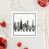 Serviette En Papier Silhouette de l'horizon de Chicago (En situation)