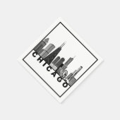 Serviette En Papier Silhouette de l'horizon de Chicago (Coin)