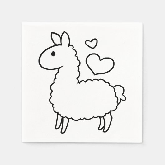 Serviette En Papier Silhouette de Little Llama (Devant)