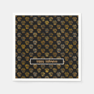 Serviette En Papier Silhouette de Patte d'Animal Halloween Patte Noir
