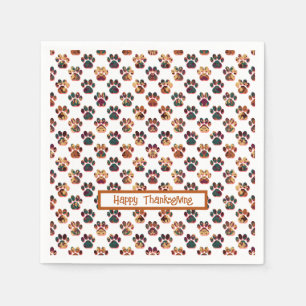 Serviette En Papier Silhouette de Patte d'Animal Thanksgiving Pawty Bl