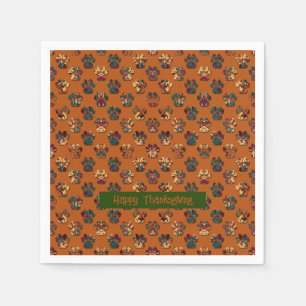 Serviette En Papier Silhouette de patte d'animal Thanksgiving Pawty Dk