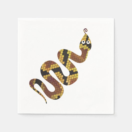 Serviette En Papier Silhouette de serpent marron et or (Devant)