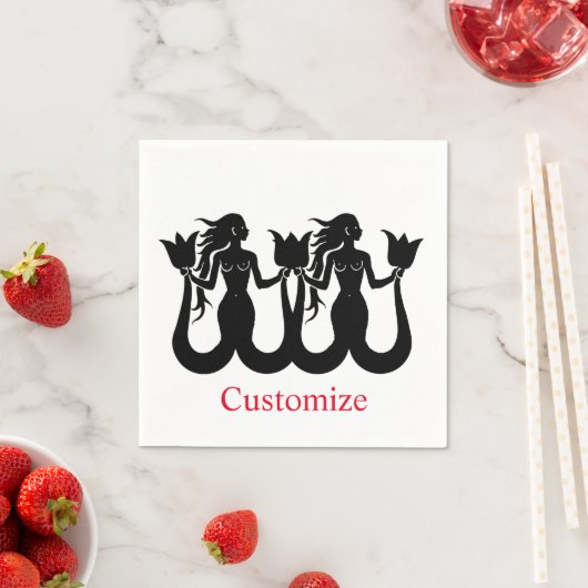 Serviette En Papier Silhouette de sirène à deux queue Thunder_Cove (En situation)