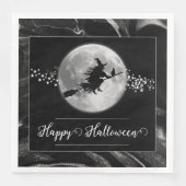 Serviette En Papier Silhouette de sorcière noire Halloween (Devant)