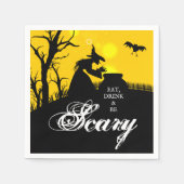 Serviette En Papier Silhouette de sorcière pieuse Halloween (Devant)