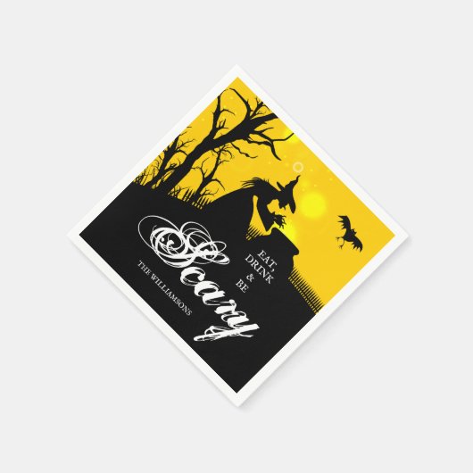 Serviette En Papier Silhouette de sorcière pieuse Halloween (Coin)
