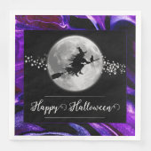 Serviette En Papier Silhouette de sorcière violette Halloween (Devant)