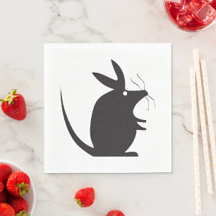 Serviette En Papier Silhouette de Souris Animal Minimaliste
