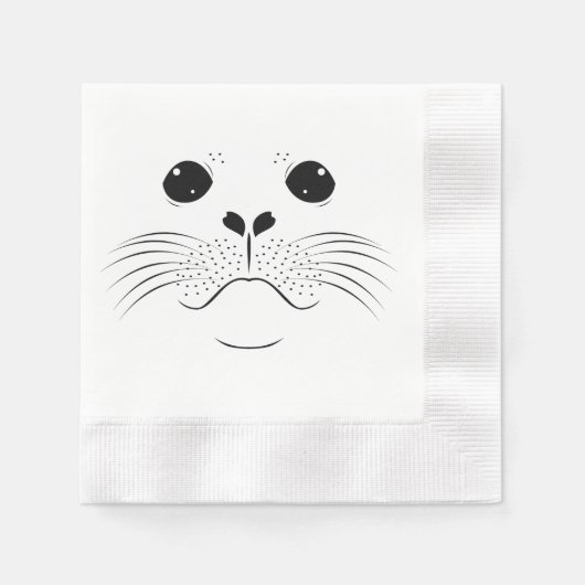Serviette En Papier Silhouette de visage de phoque (Devant)