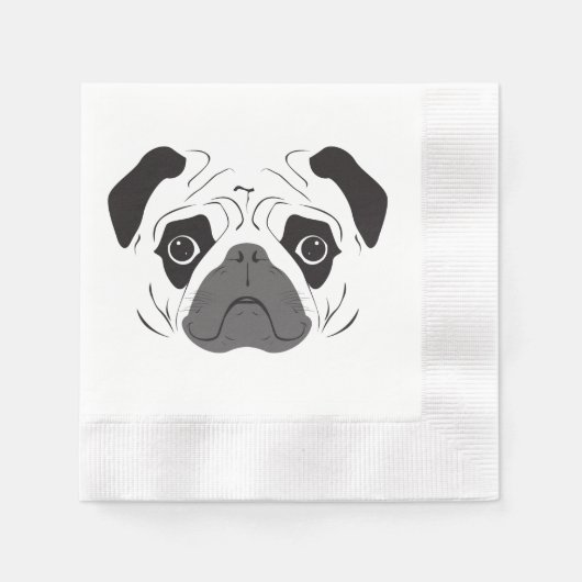 Serviette En Papier Silhouette de visage de Pug (Devant)